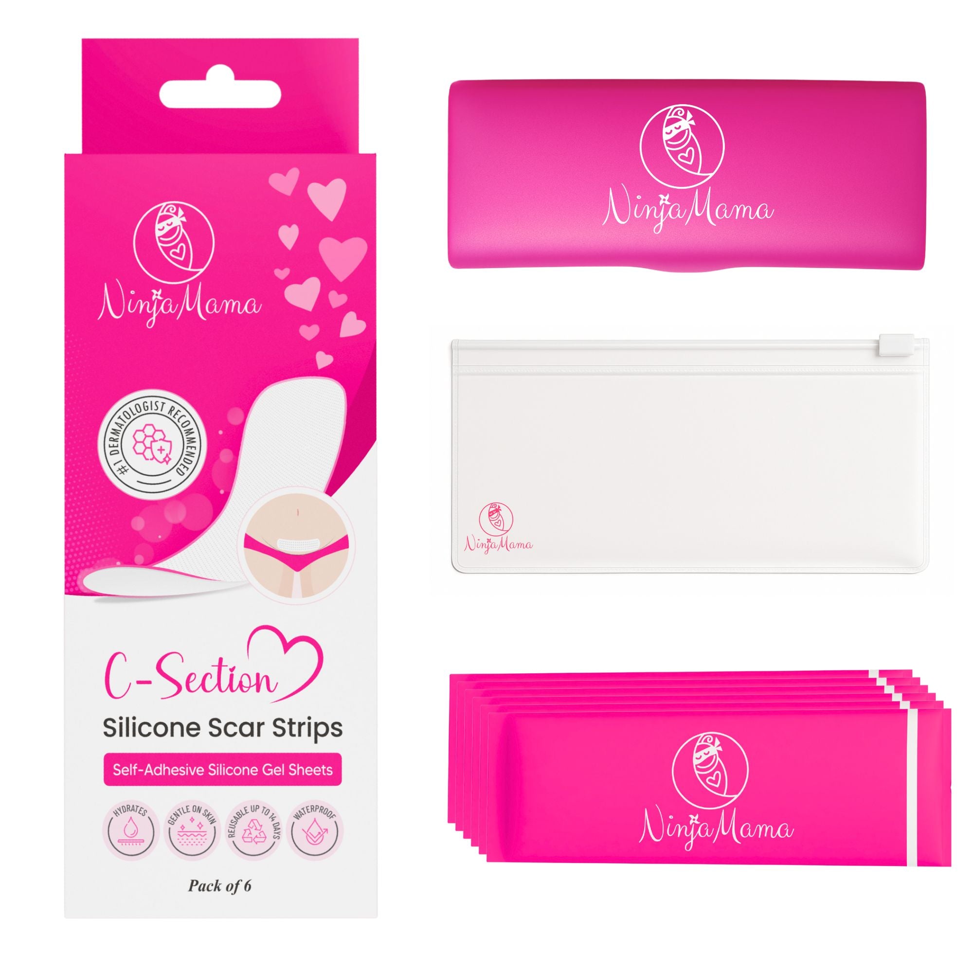 Ninja Mama Transparent C-section Silicon Scar Strips - Pack of 6
