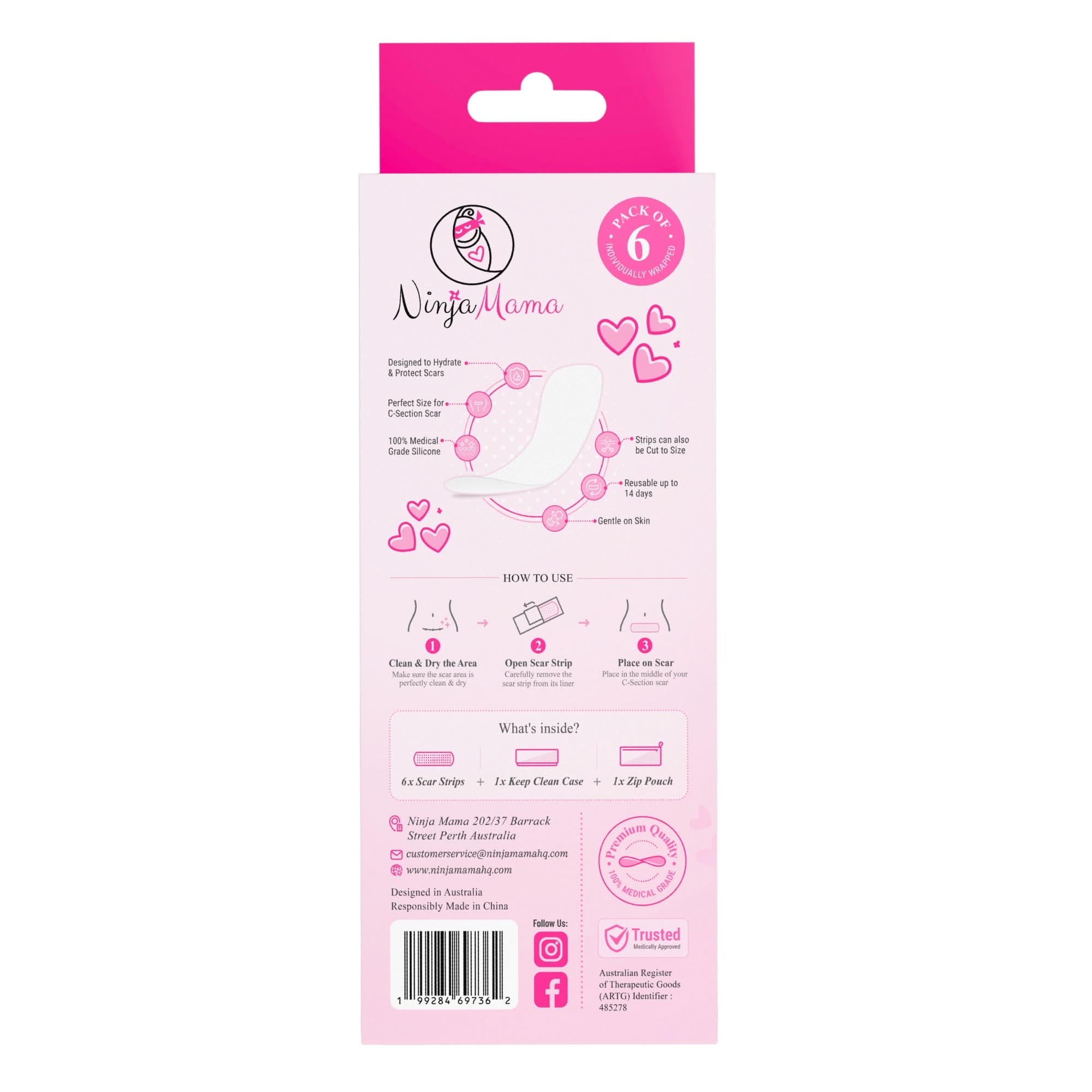Ninja Mama Transparent C-section Silicon Scar Strips - Pack of 6